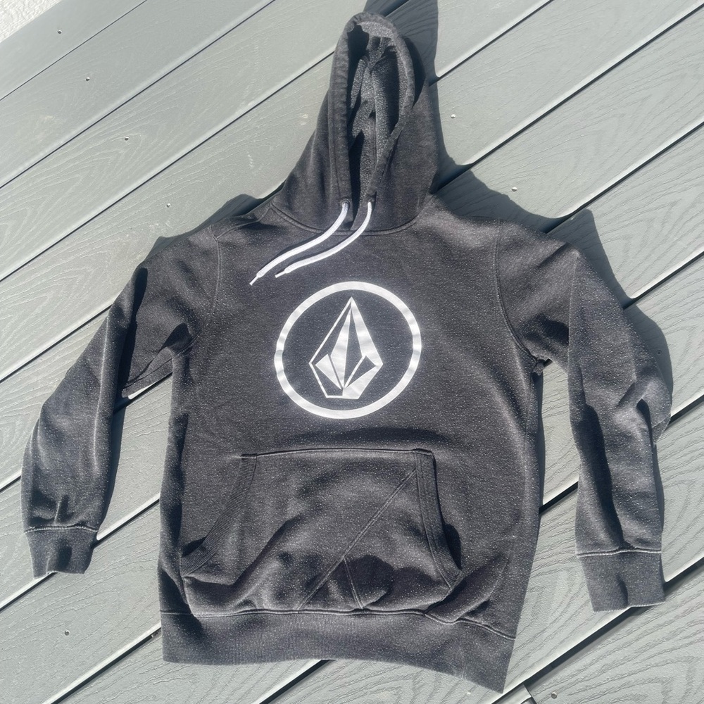 Volcom Charcoal Hoodie with Iconic Emblem